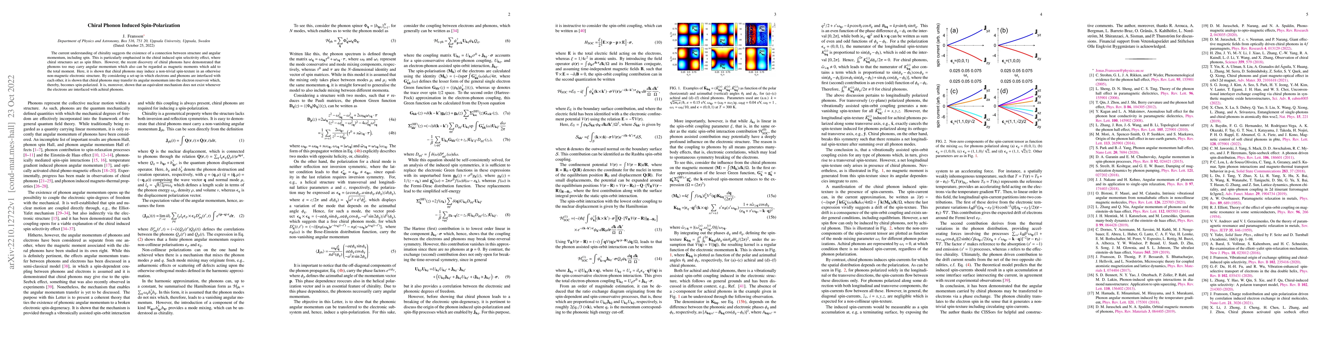Thumbnail for Chiral Phonon Induced Spin-Polarization