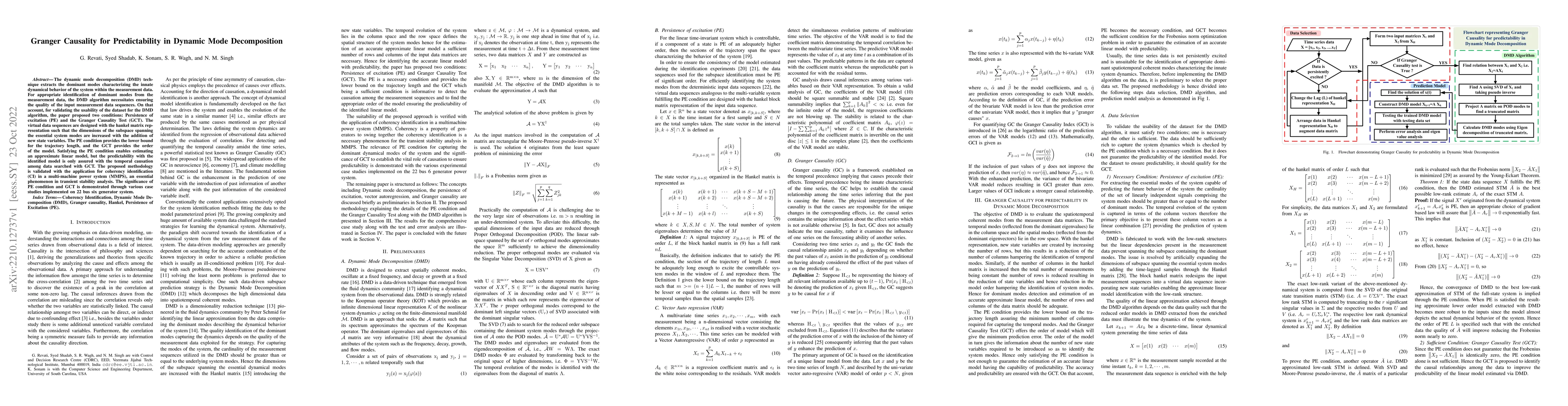 Thumbnail for Granger Causality for Predictability in Dynamic Mode Decomposition