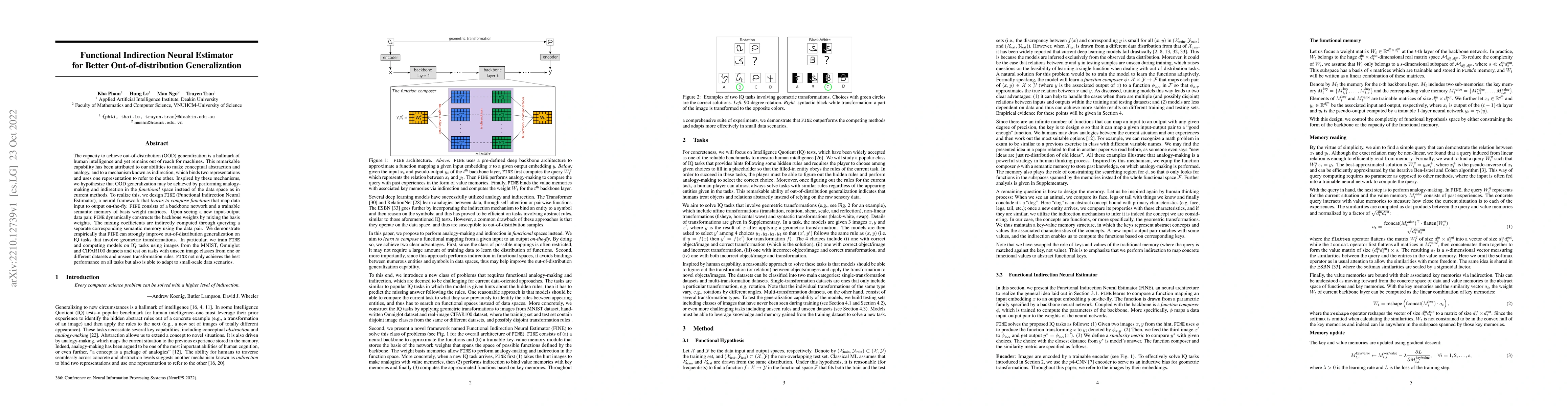 Thumbnail for Functional Indirection Neural Estimator for Better Out-of-distribution
  Generalization
