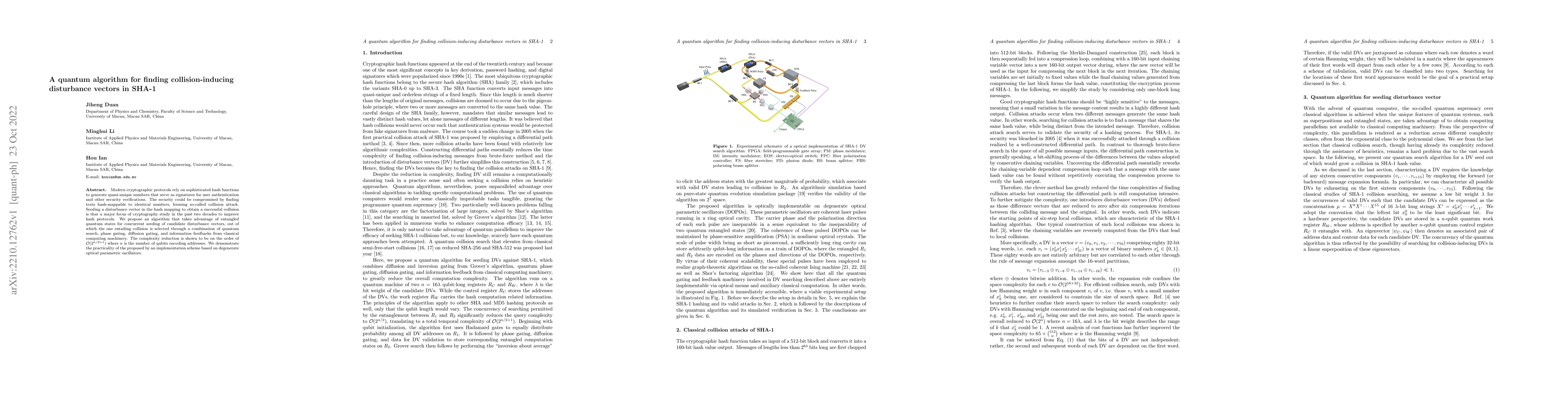 Thumbnail for A quantum algorithm for finding collision-inducing disturbance vectors
  in SHA-1