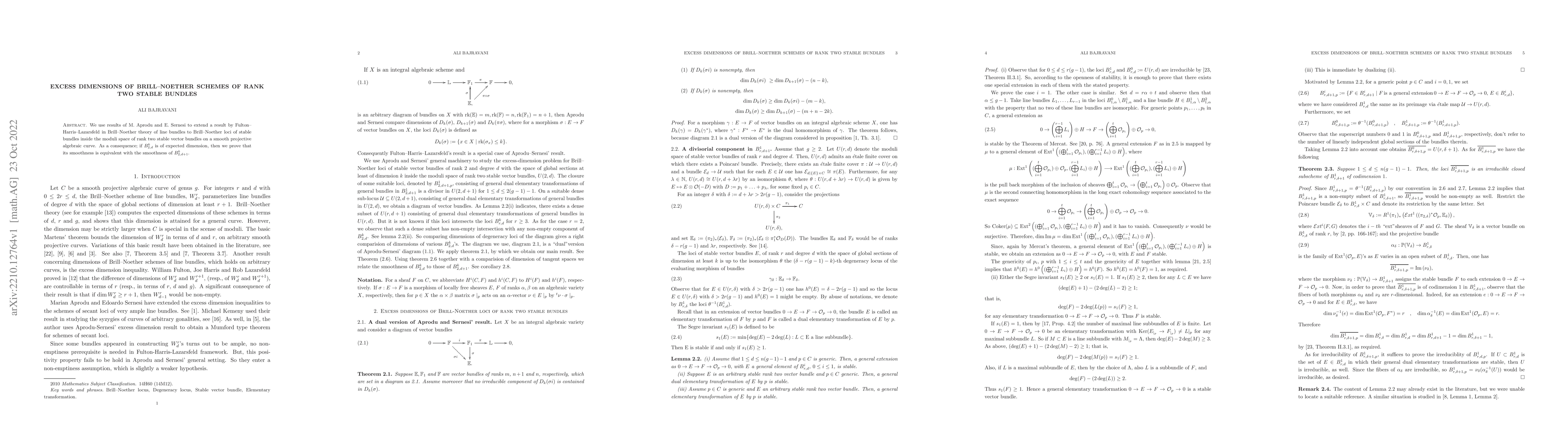 Thumbnail for Excess dimensions of Brill--Noether schemes of rank two stable bundles