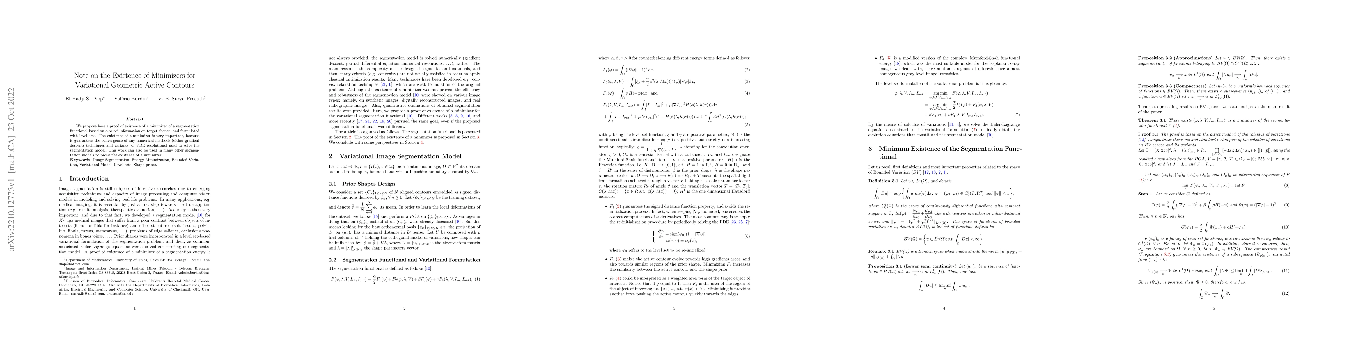 Thumbnail for Note on the Existence of Minimizers for Variational Geometric Active
  Contours