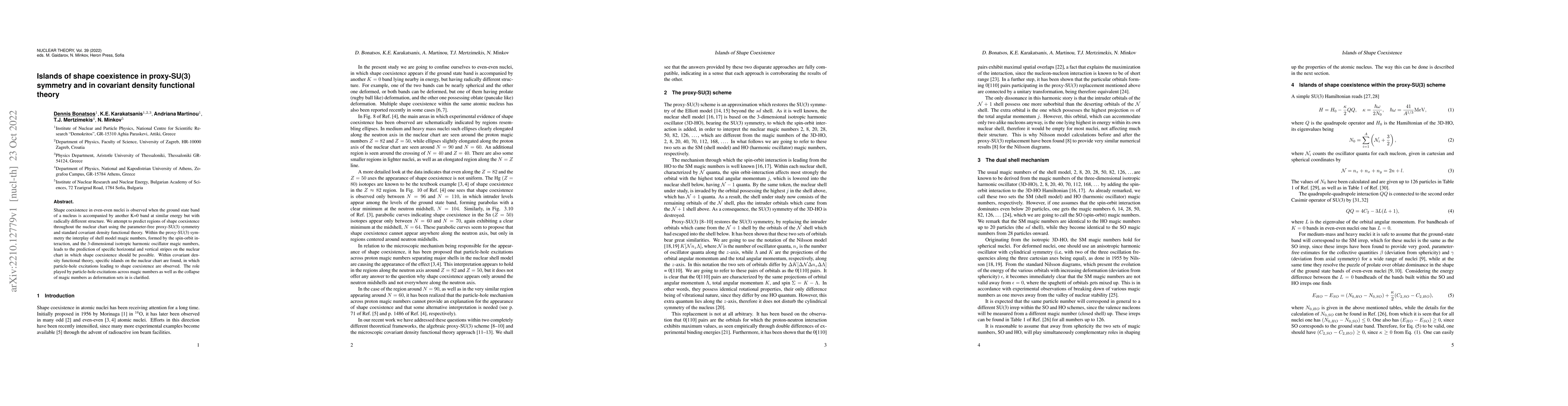 Thumbnail for Islands of shape coexistence in proxy-SU(3) symmetry and in covariant
  density functional theory