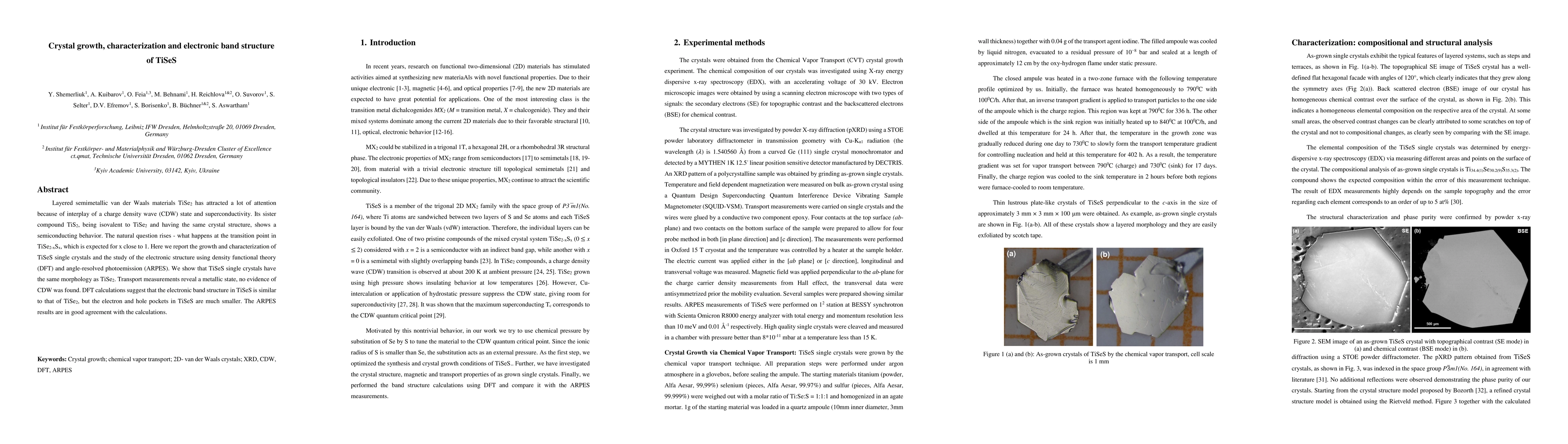 Thumbnail for Crystal growth, characterization and electronic band structure of TiSeS