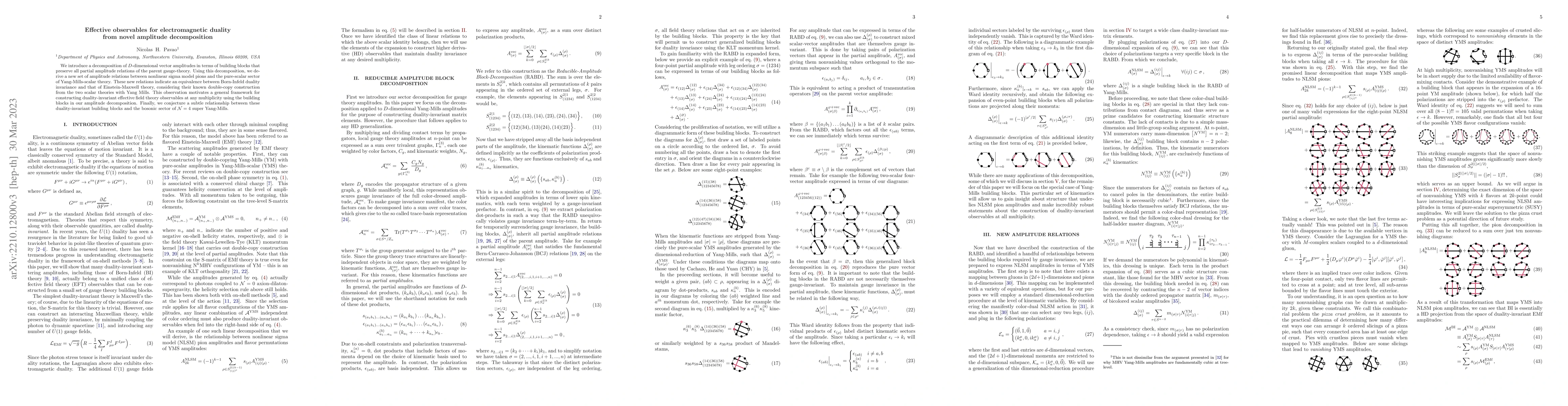 Thumbnail for Effective observables for electromagnetic duality from novel amplitude
  decomposition