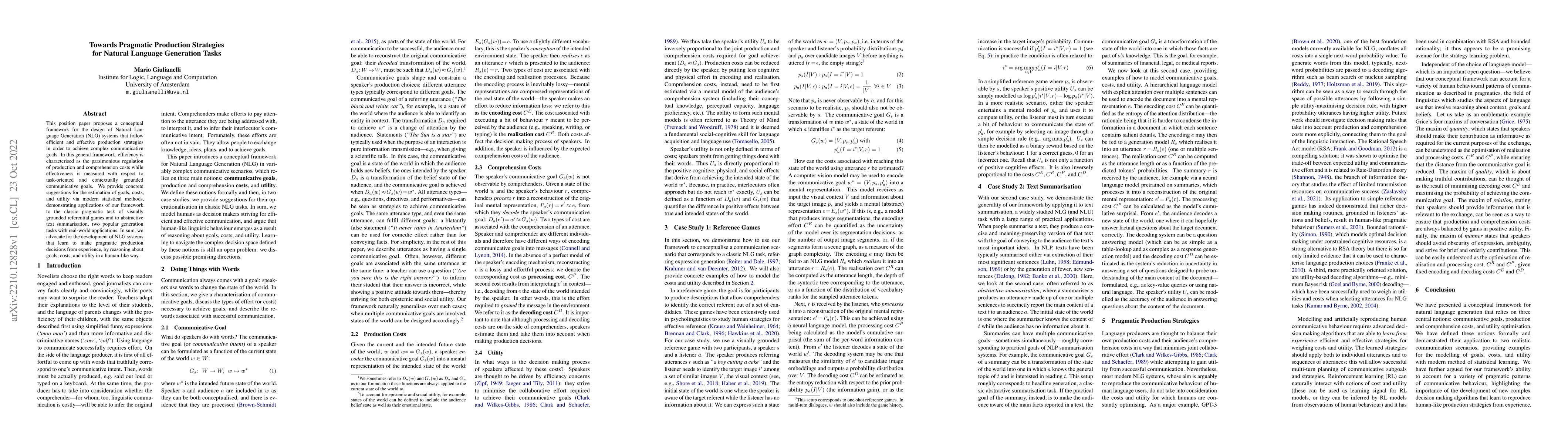 Thumbnail for Towards Pragmatic Production Strategies for Natural Language Generation
  Tasks
