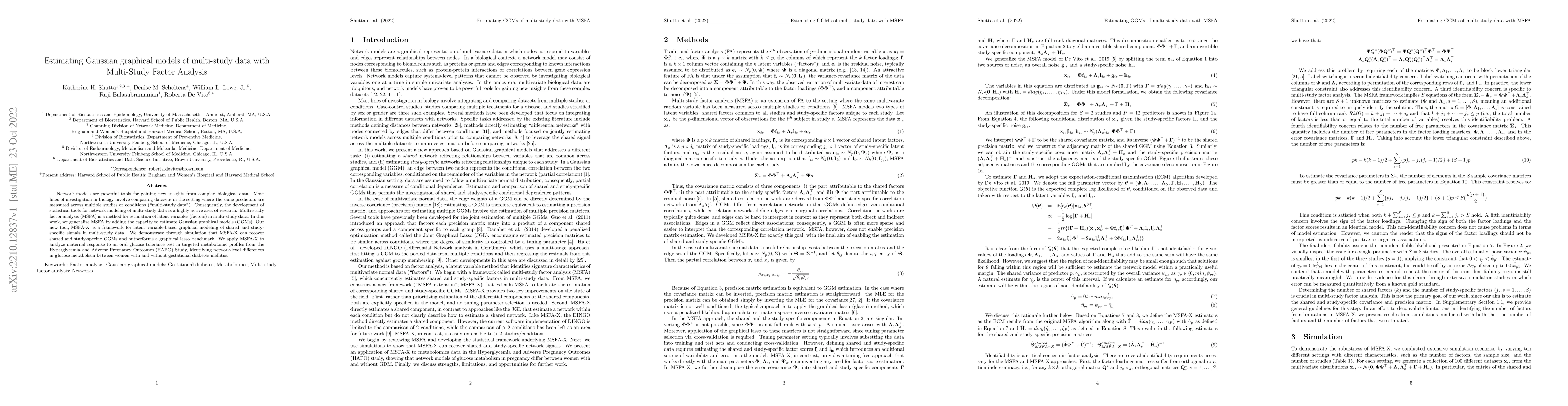 Thumbnail for Estimating Gaussian graphical models of multi-study data with
  Multi-Study Factor Analysis