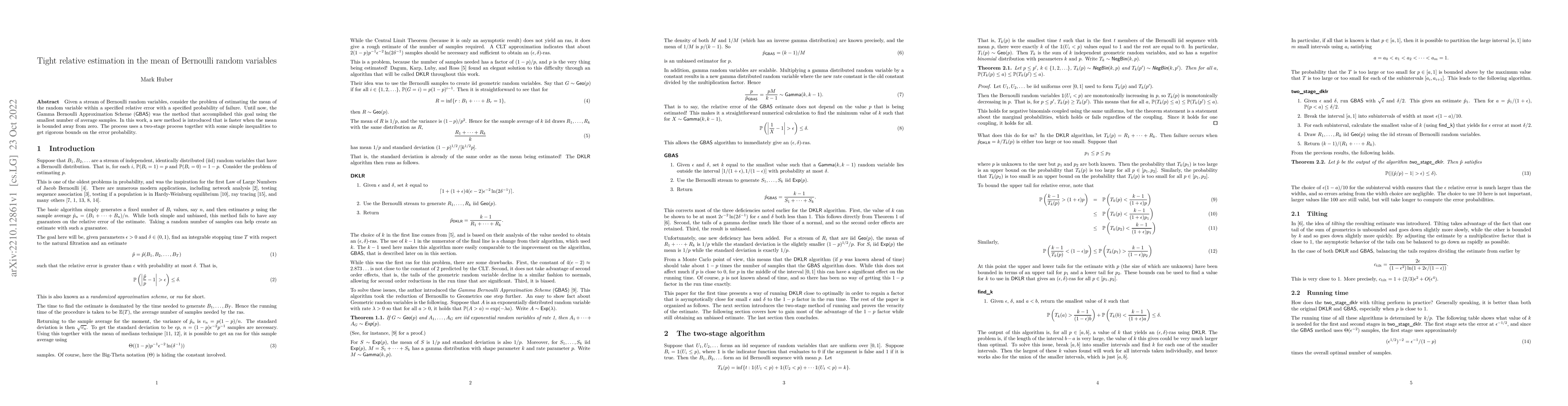 Thumbnail for Tight relative estimation in the mean of Bernoulli random variables