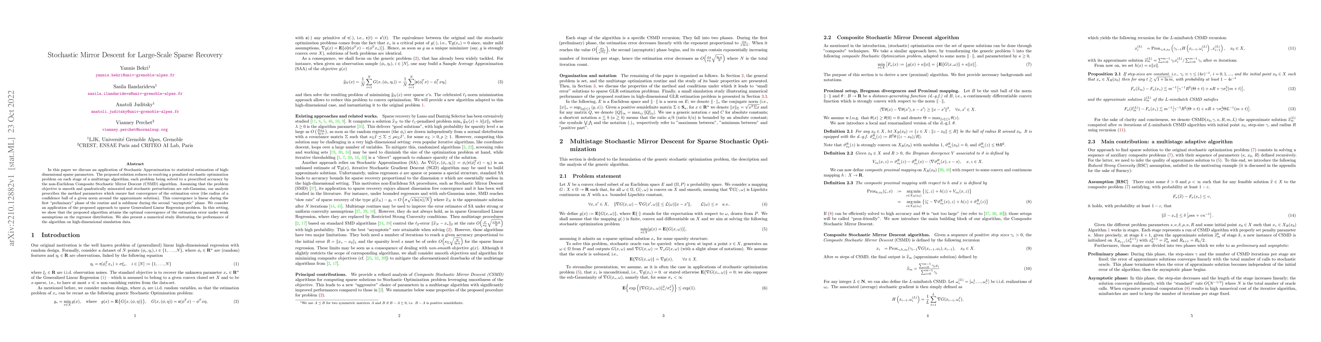 Thumbnail for Stochastic Mirror Descent for Large-Scale Sparse Recovery