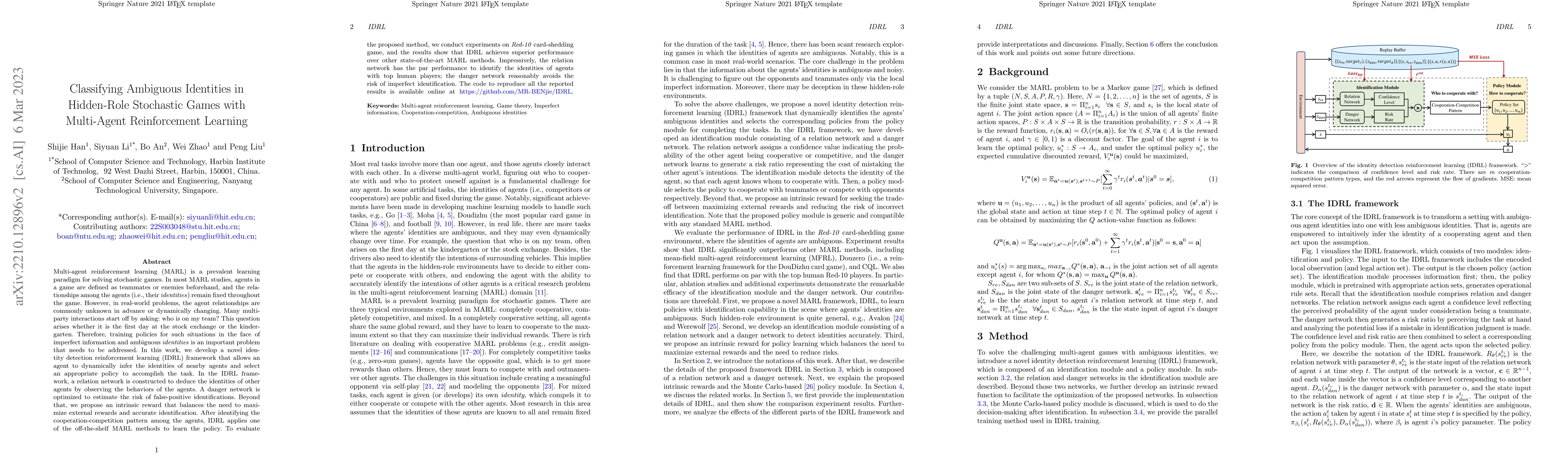 Thumbnail for Classifying Ambiguous Identities in Hidden-Role Stochastic Games with
  Multi-Agent Reinforcement Learning