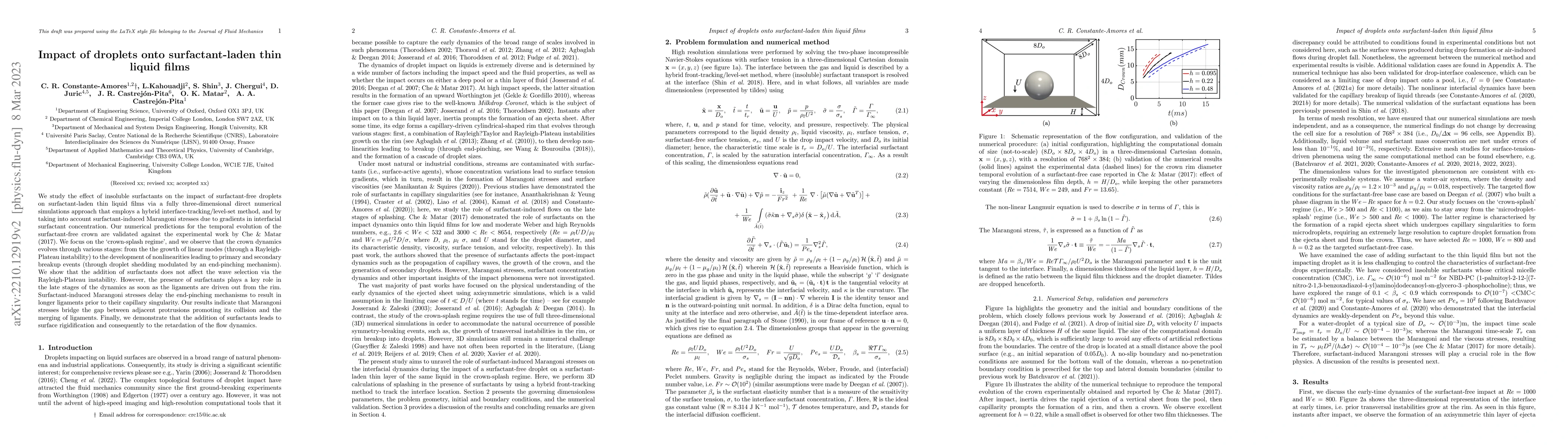 Thumbnail for Impact of droplets onto surfactant-laden thin liquid films