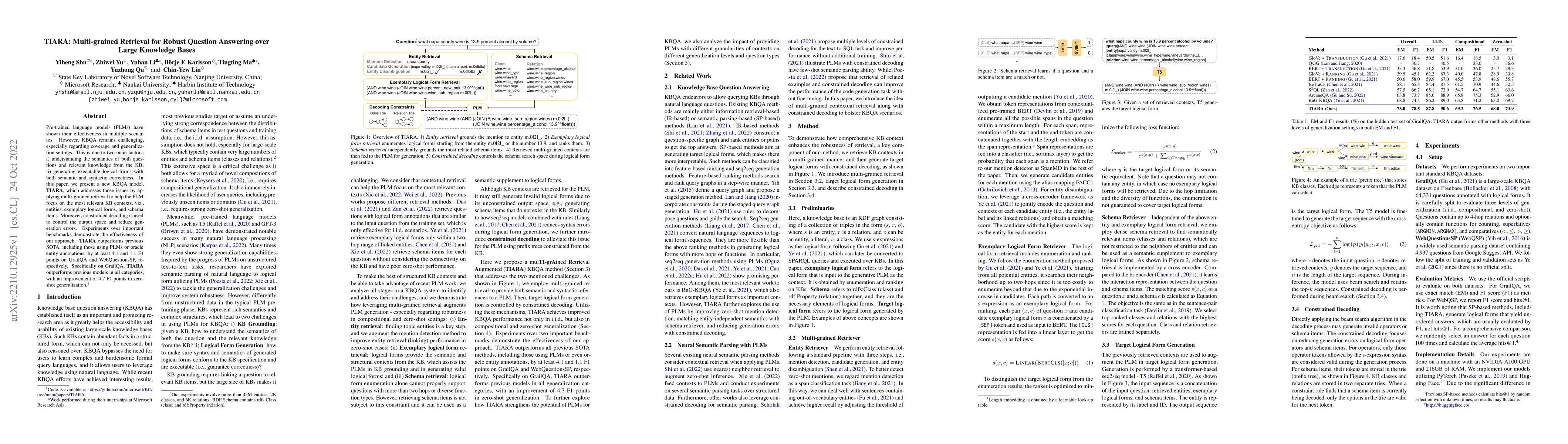 Thumbnail for TIARA: Multi-grained Retrieval for Robust Question Answering over Large
  Knowledge Bases
