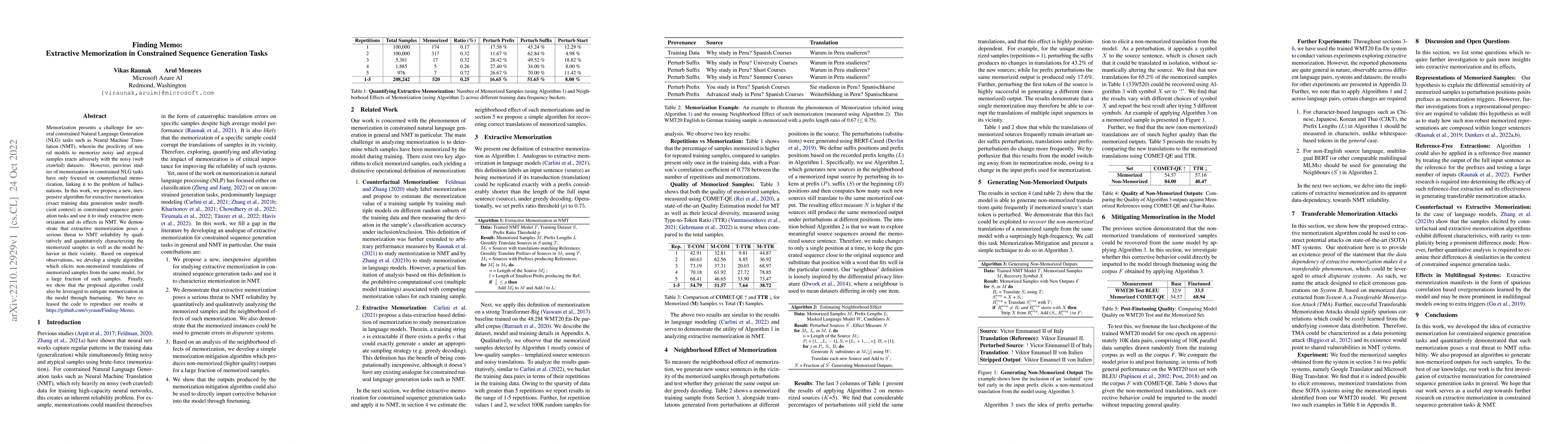 Thumbnail for Finding Memo: Extractive Memorization in Constrained Sequence Generation
  Tasks