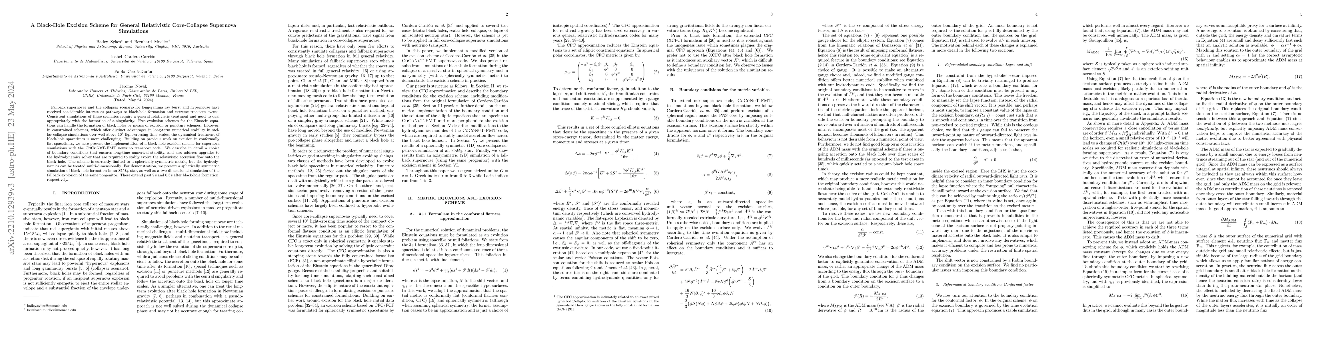 Thumbnail for A Black-Hole Excision Scheme for General Relativistic Core-Collapse
  Supernova Simulations