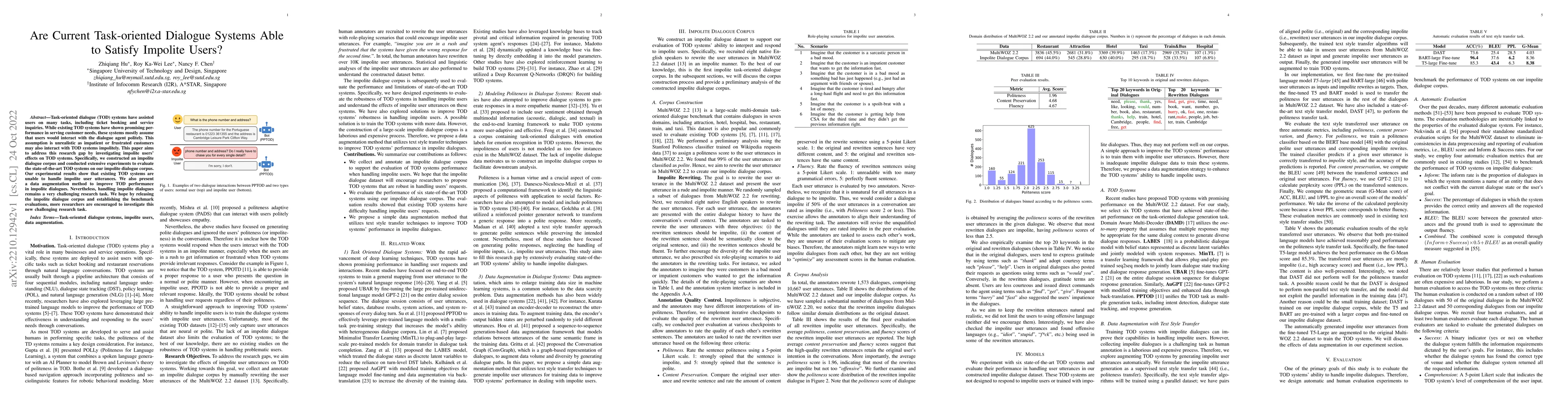 Thumbnail for Are Current Task-oriented Dialogue Systems Able to Satisfy Impolite
  Users?