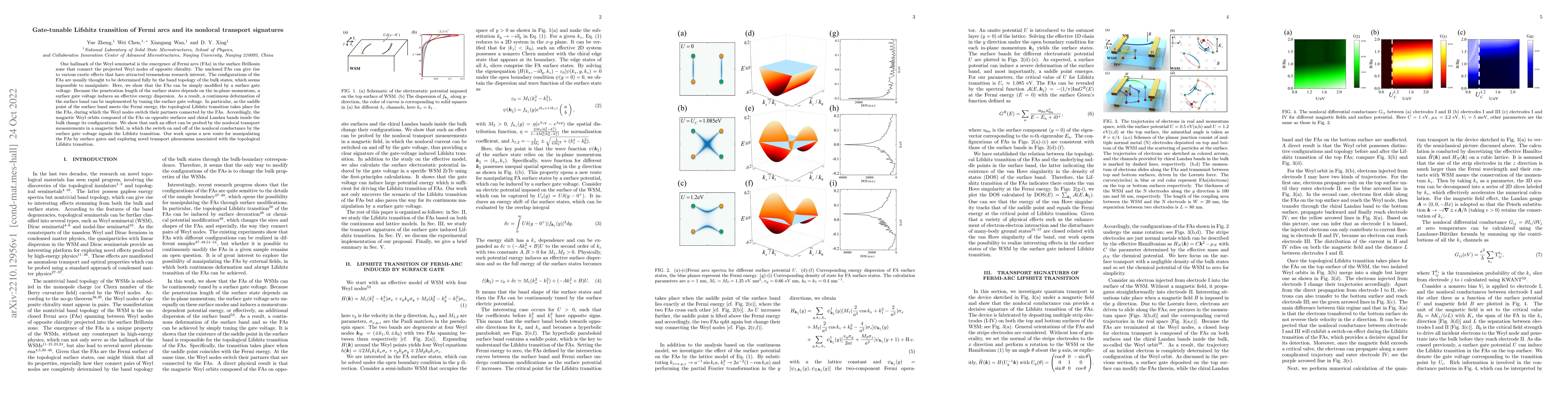 Thumbnail for Gate-tunable Lifshitz transition of Fermi arcs and its nonlocal
  transport signatures