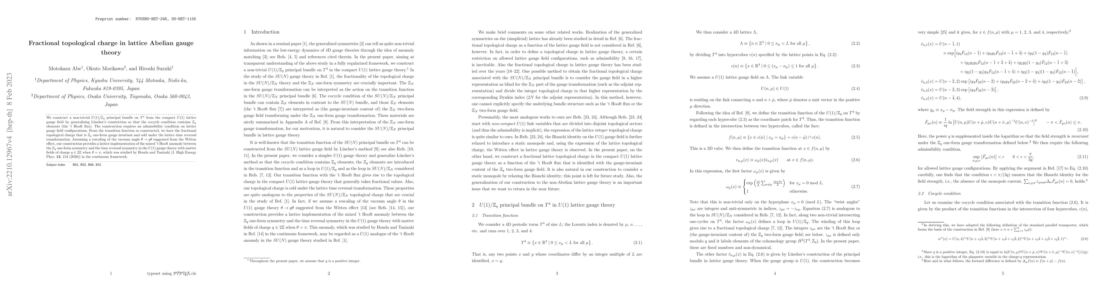 Thumbnail for Fractional topological charge in lattice Abelian gauge theory