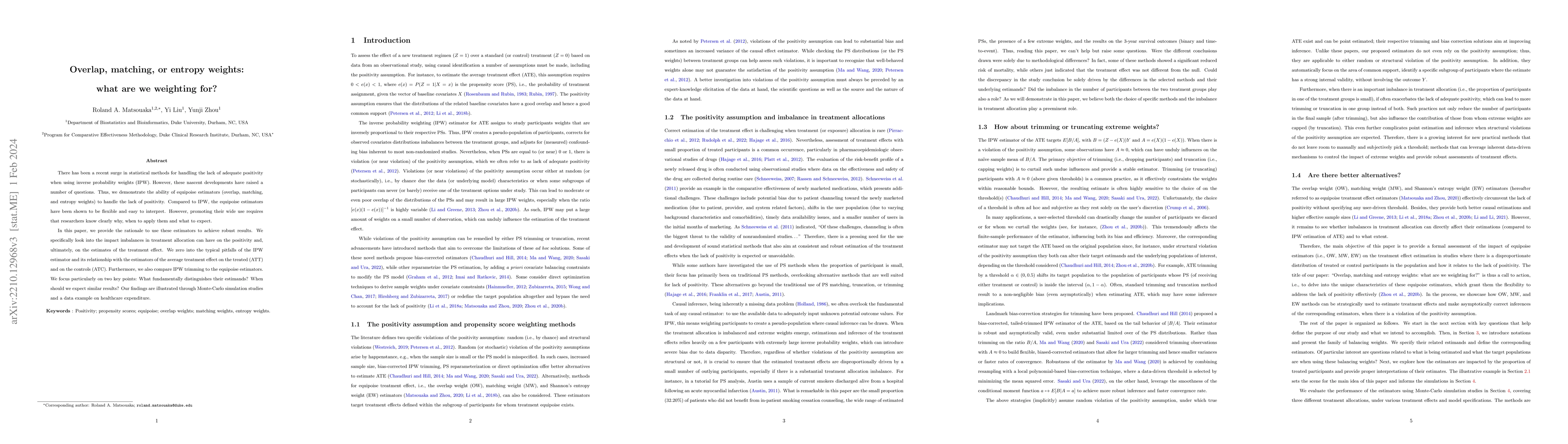 Thumbnail for Overlap, matching, or entropy weights: what are we weighting for?