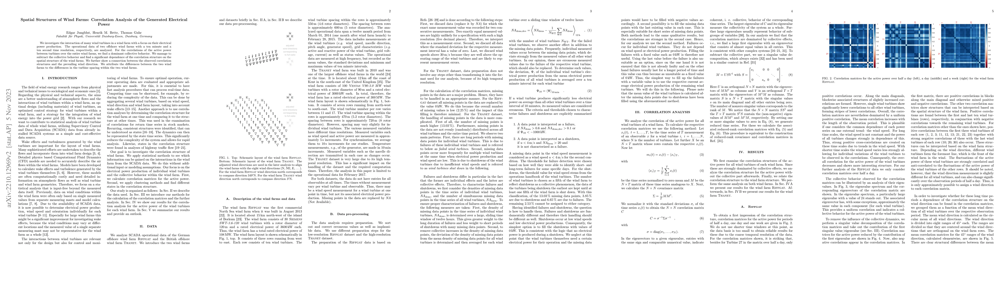 Thumbnail for Spatial Structures of Wind Farms: Correlation Analysis of the Generated
  Electrical Power