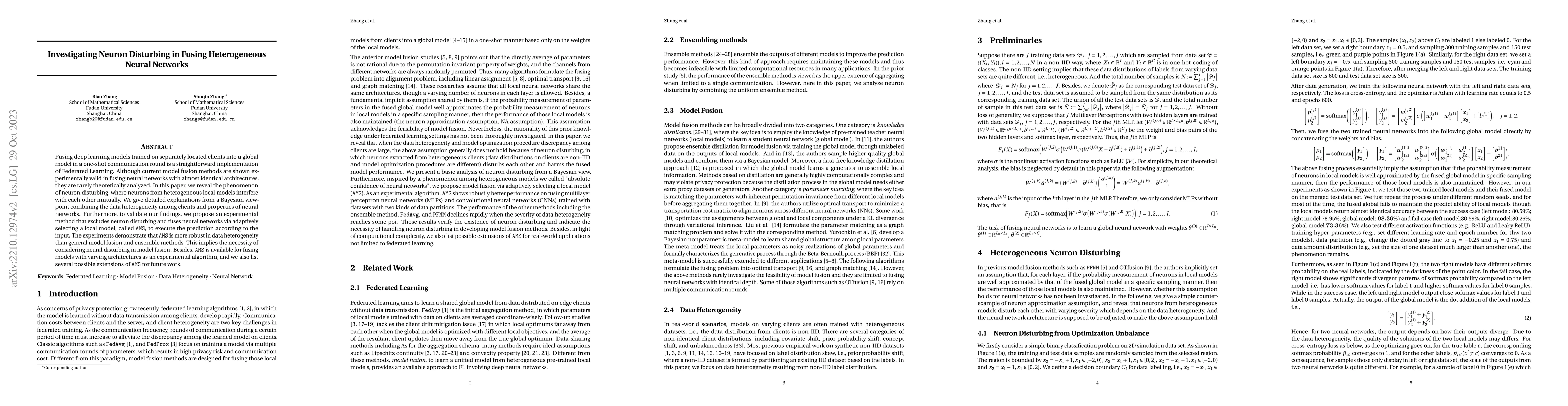 Thumbnail for Investigating Neuron Disturbing in Fusing Heterogeneous Neural Networks