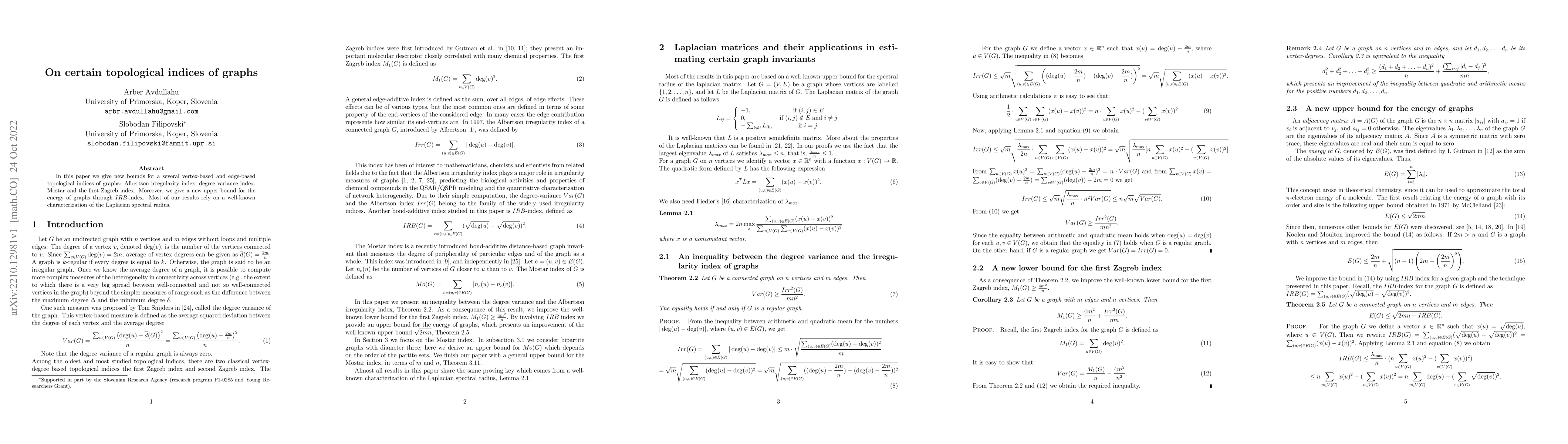 Thumbnail for On certain topological indices of graphs