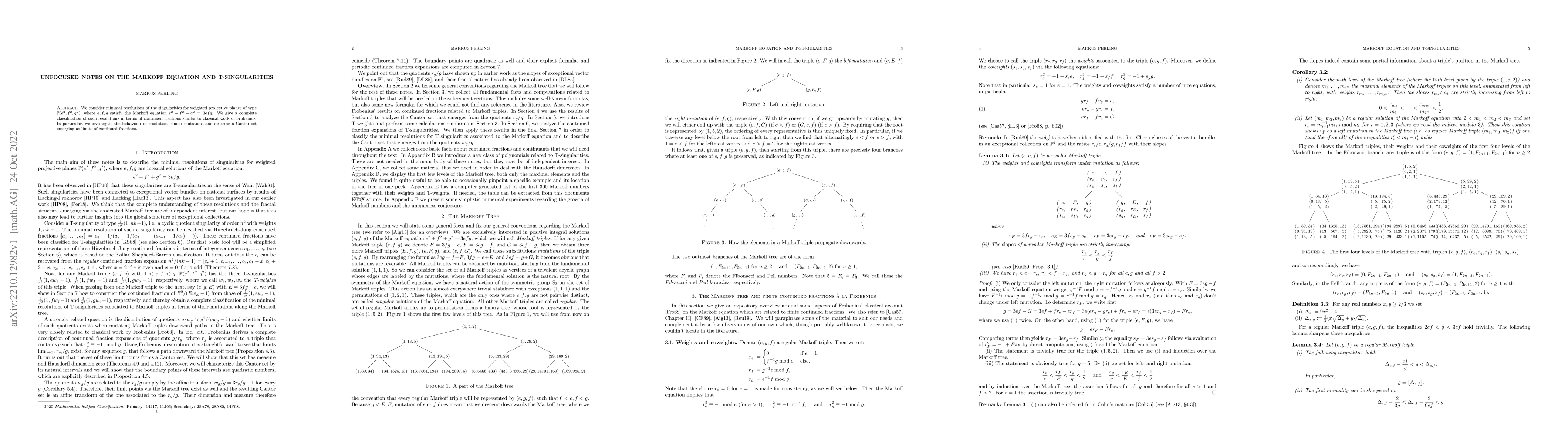 Thumbnail for Unfocused notes on the Markoff equation and T-Singularities