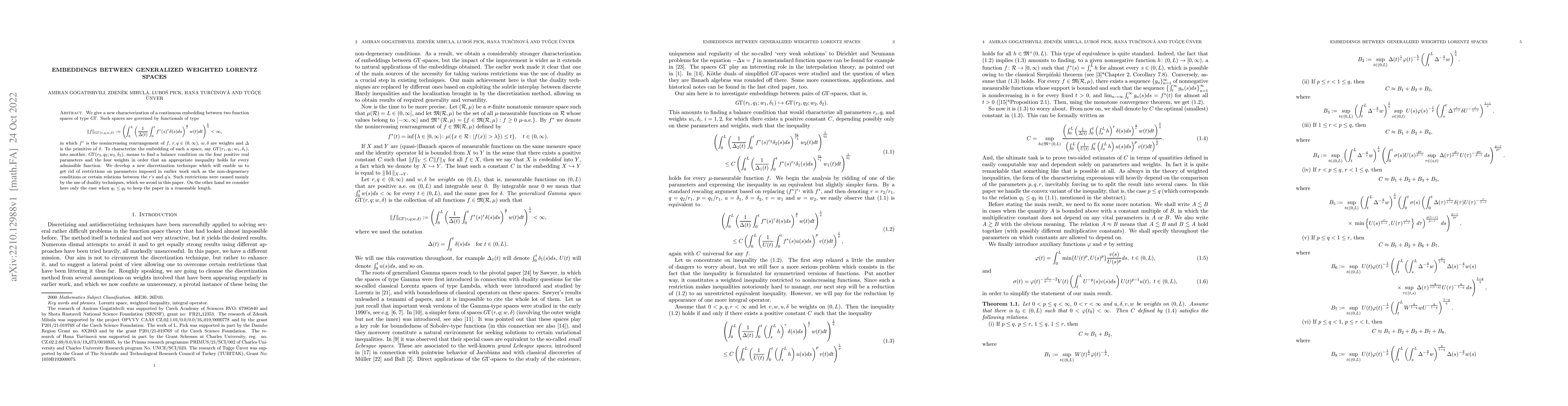 Thumbnail for Embeddings between generalized weighted Lorentz spaces
