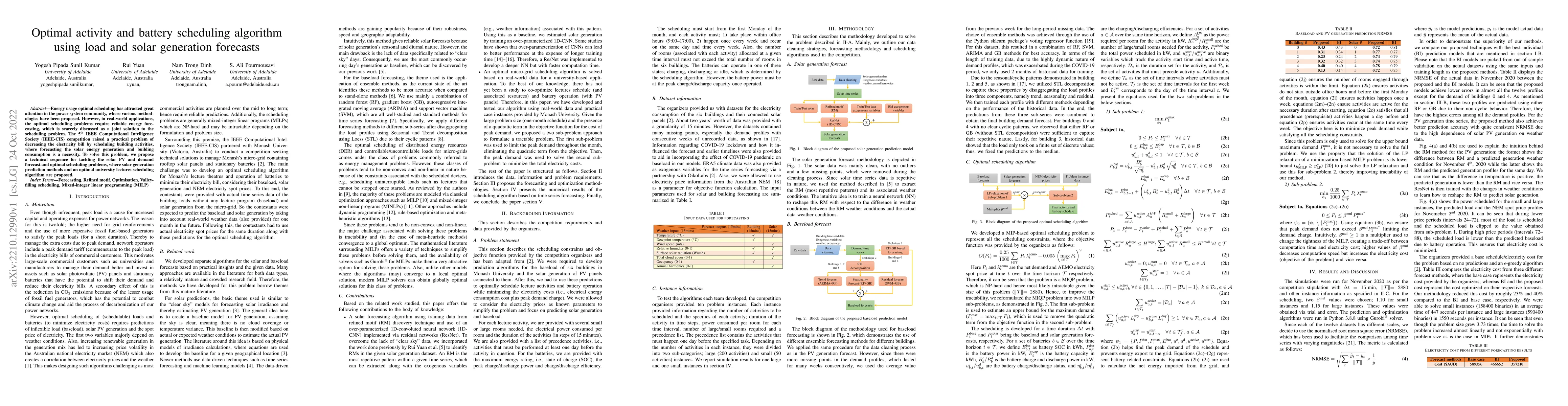 Thumbnail for Optimal activity and battery scheduling algorithm using load and solar
  generation forecasts