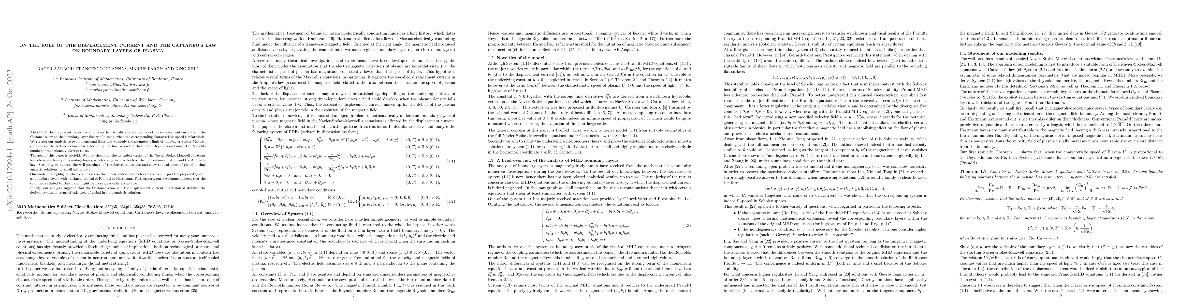 Thumbnail for On the role of the displacement current and the Cattaneo's law on
  boundary layers of plasma
