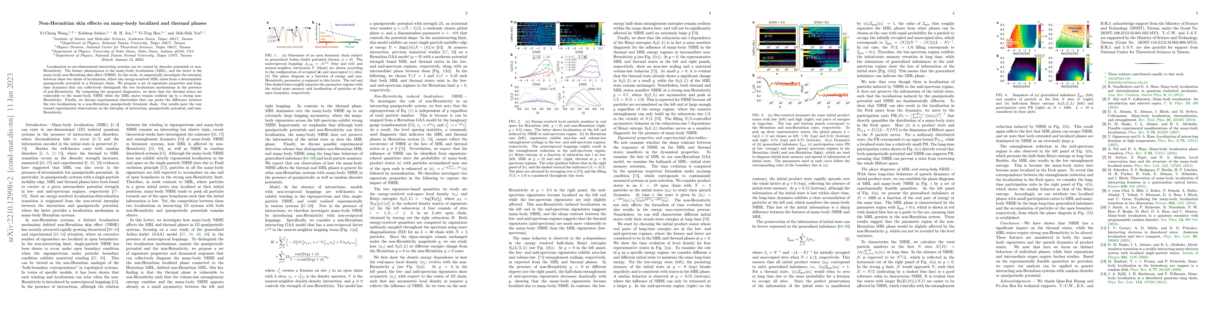 Thumbnail for Non-Hermitian skin effects on many-body localized and thermal phases