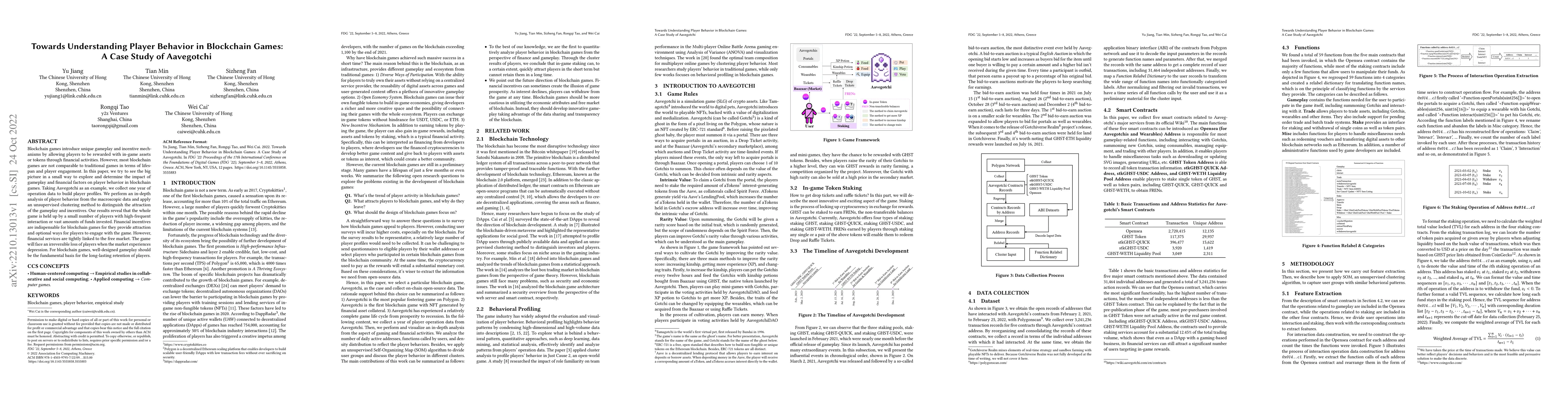 Thumbnail for Towards Understanding Player Behavior in Blockchain Games: A Case Study
  of Aavegotchi