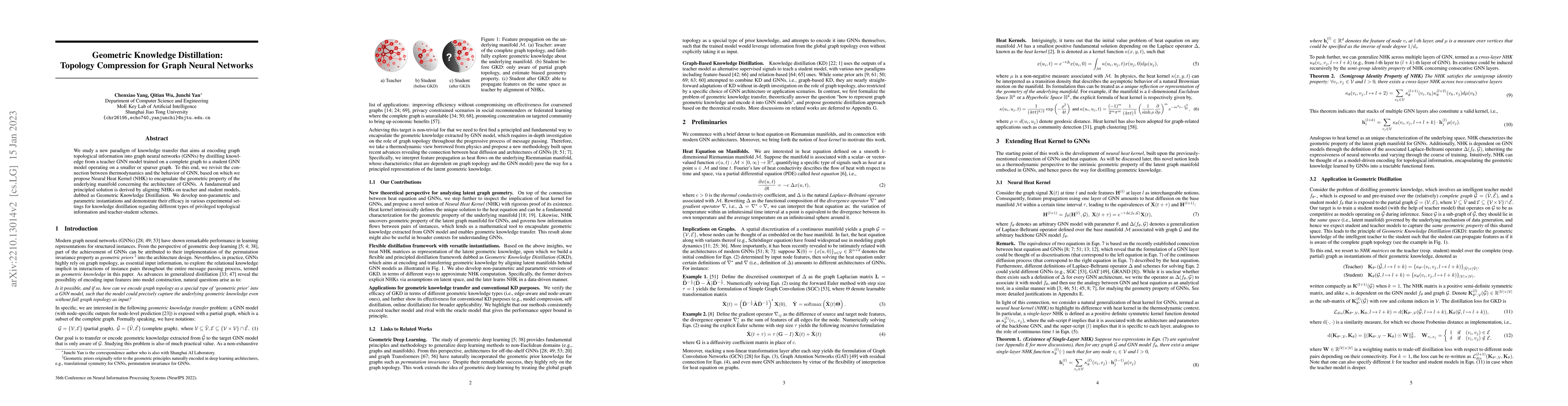 Thumbnail for Geometric Knowledge Distillation: Topology Compression for Graph Neural
  Networks