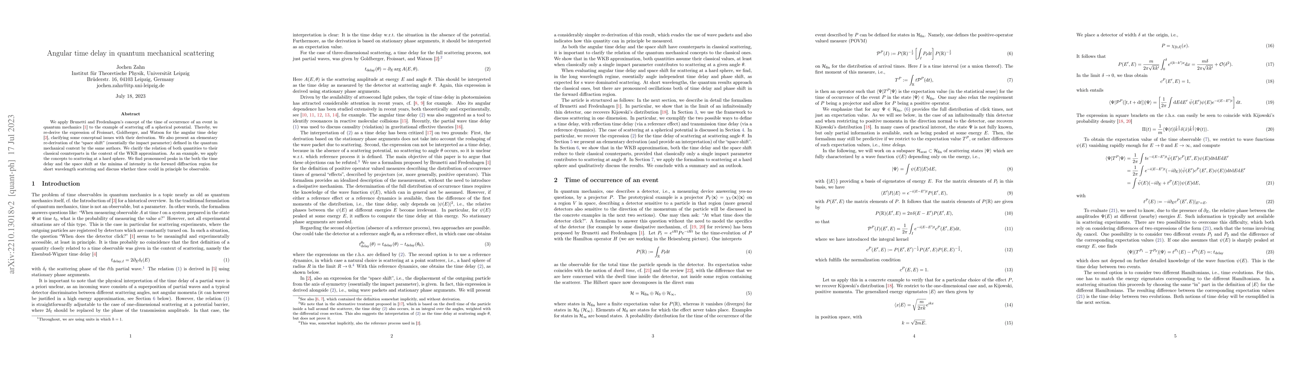 Thumbnail for Angular time delay in quantum mechanical scattering