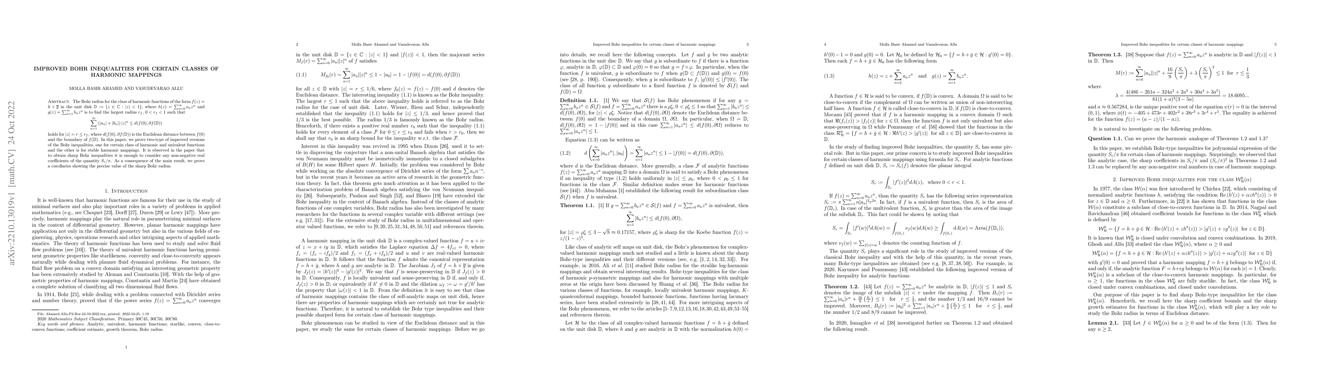 Thumbnail for Improved Bohr inequalities for certain classes of harmonic mappings