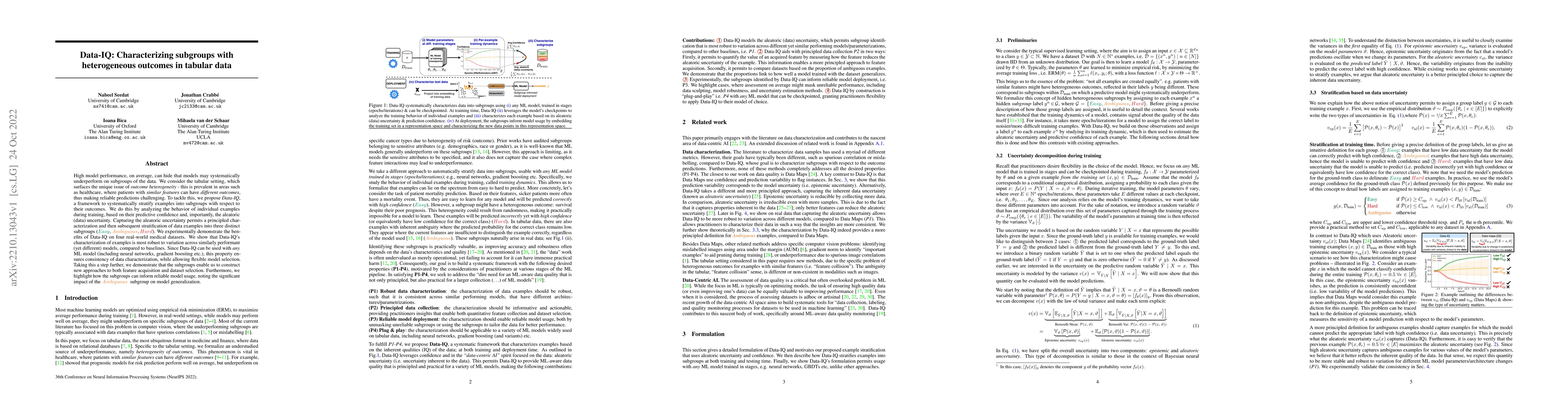 Thumbnail for Data-IQ: Characterizing subgroups with heterogeneous outcomes in tabular
  data