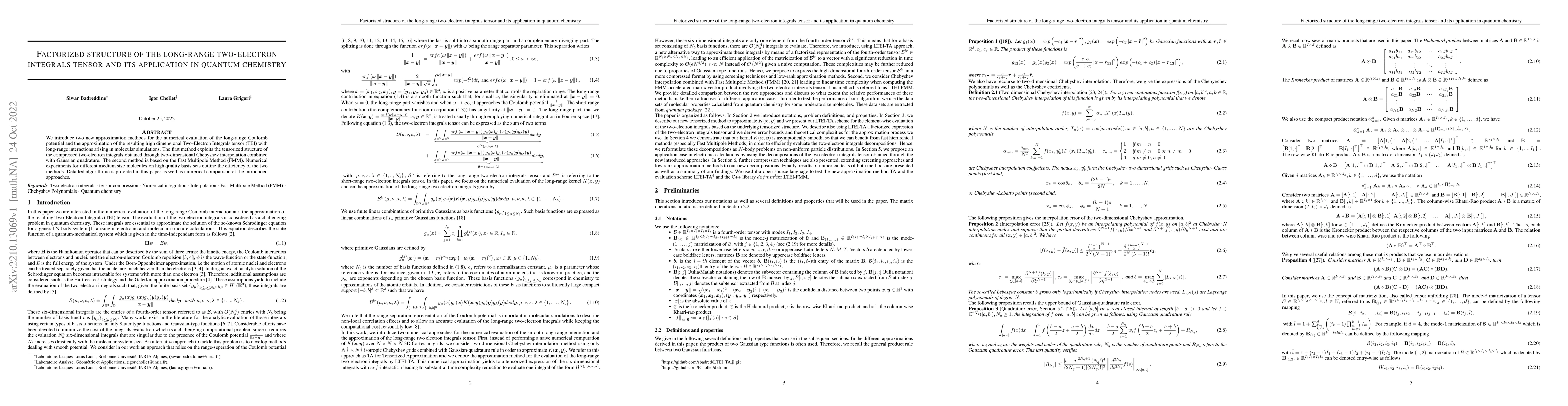 Thumbnail for Factorized structure of the long-range two-electron integrals tensor and
  its application in quantum chemistry