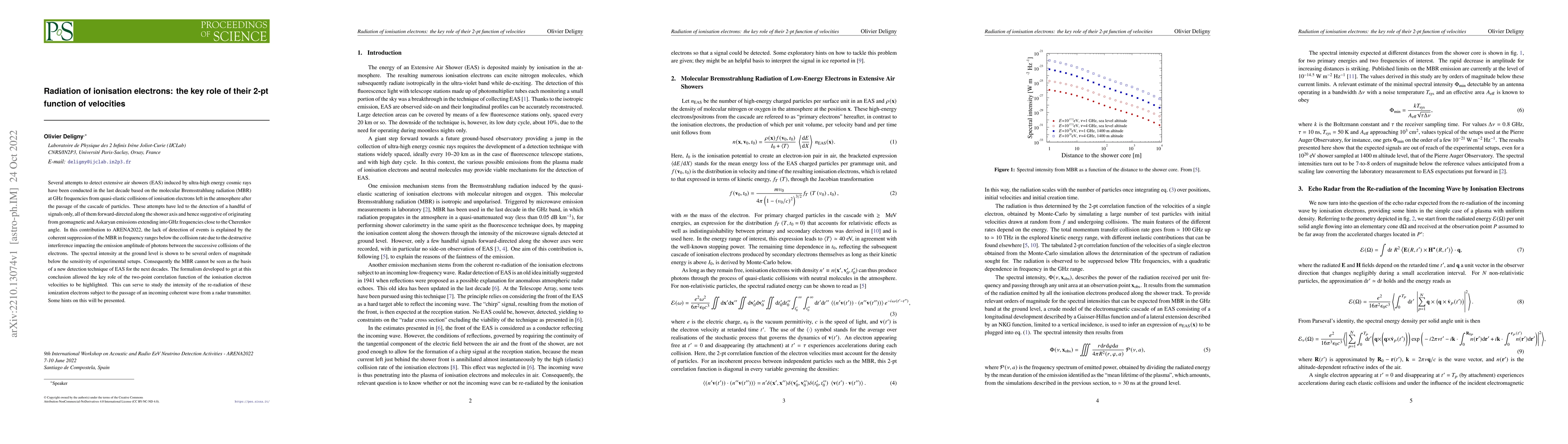 Thumbnail for Radiation of ionization electrons: the key role of their 2-pt function
  of velocities