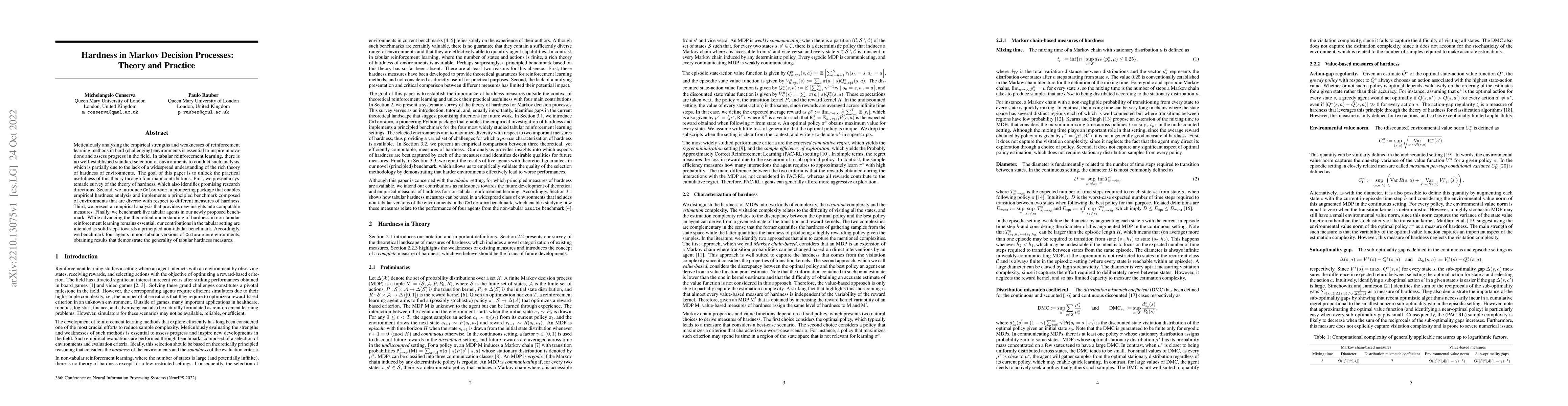 Thumbnail for Hardness in Markov Decision Processes: Theory and Practice