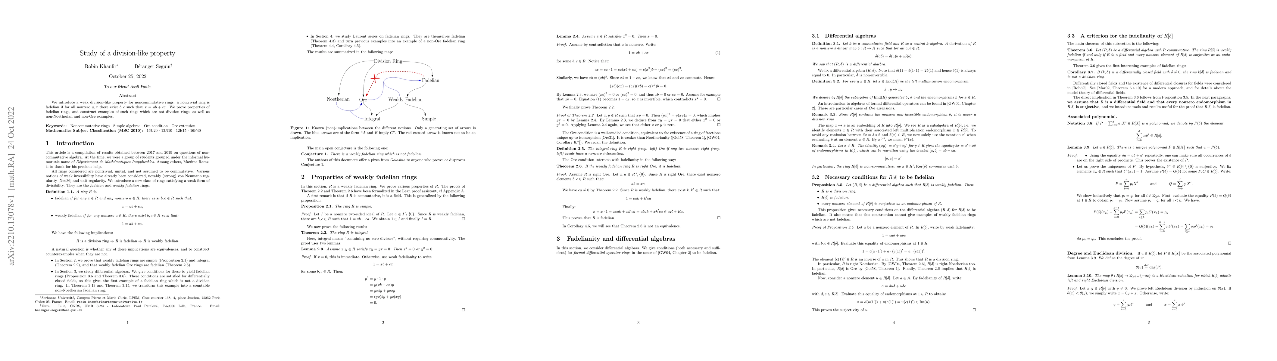 Thumbnail for Study of a division-like property