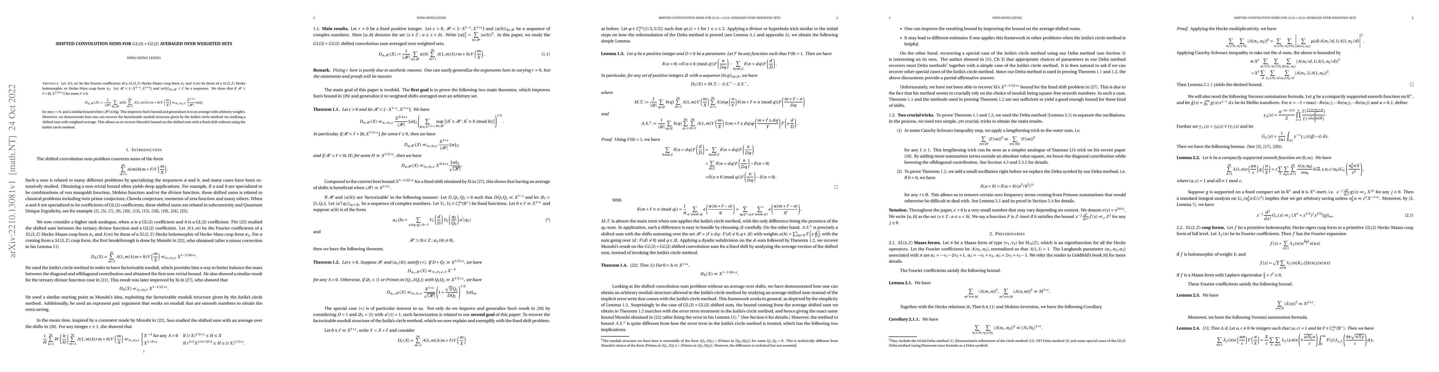 Thumbnail for Shifted Convolution Sums for $GL(3)\times GL(2)$ Averaged over weighted
  sets