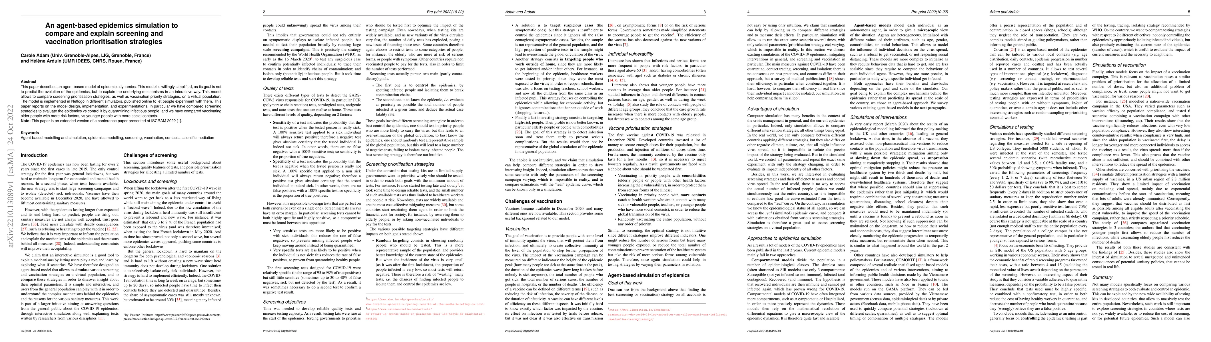 Thumbnail for An agent-based epidemics simulation to compare and explain screening and
  vaccination prioritisation strategies