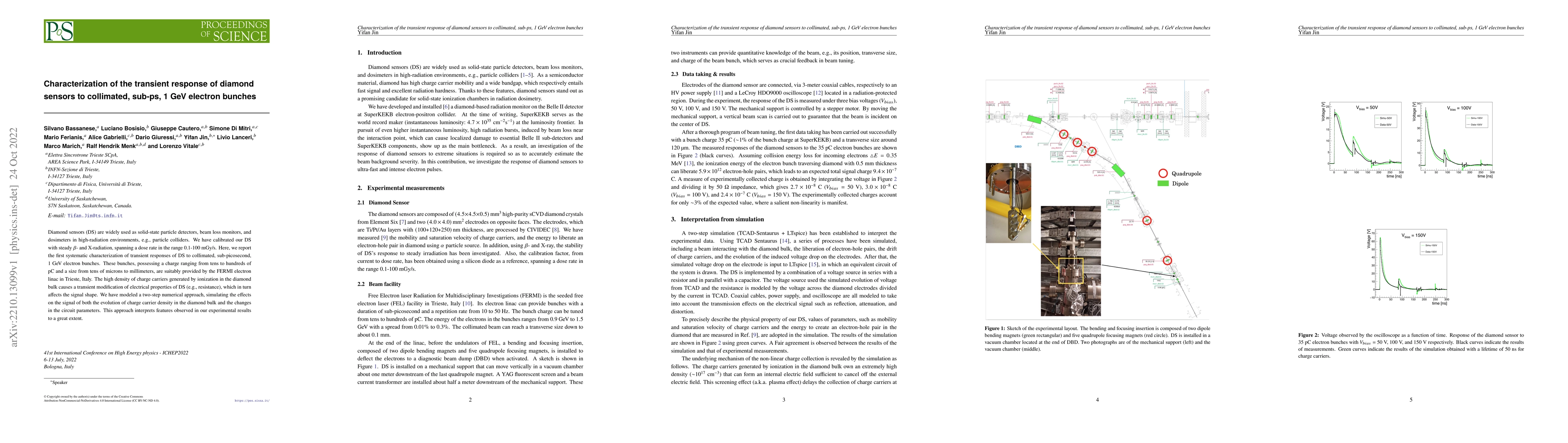 Thumbnail for Characterization of the transient response of diamond sensors to
  collimated, sub-ps, 1 GeV electron bunches