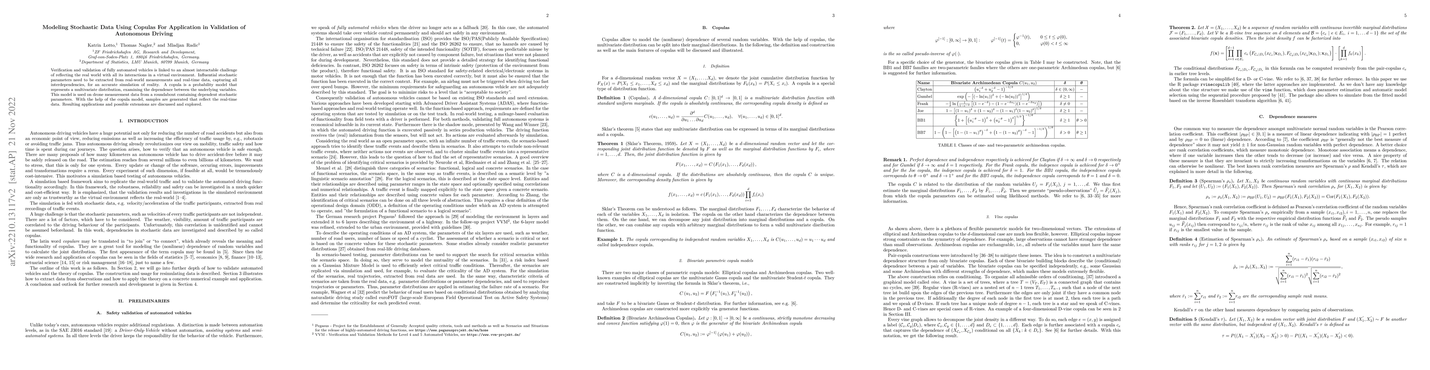 Thumbnail for Modeling Stochastic Data Using Copulas For Application in Validation of
  Autonomous Driving