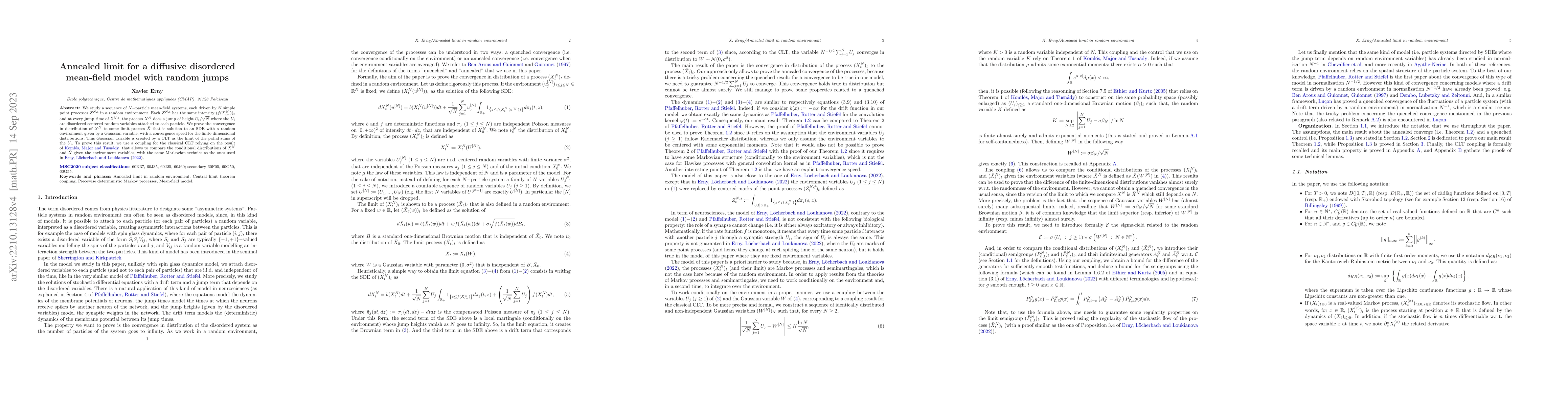 Thumbnail for Annealed limit for a diffusive disordered mean-field model with random
  jumps
