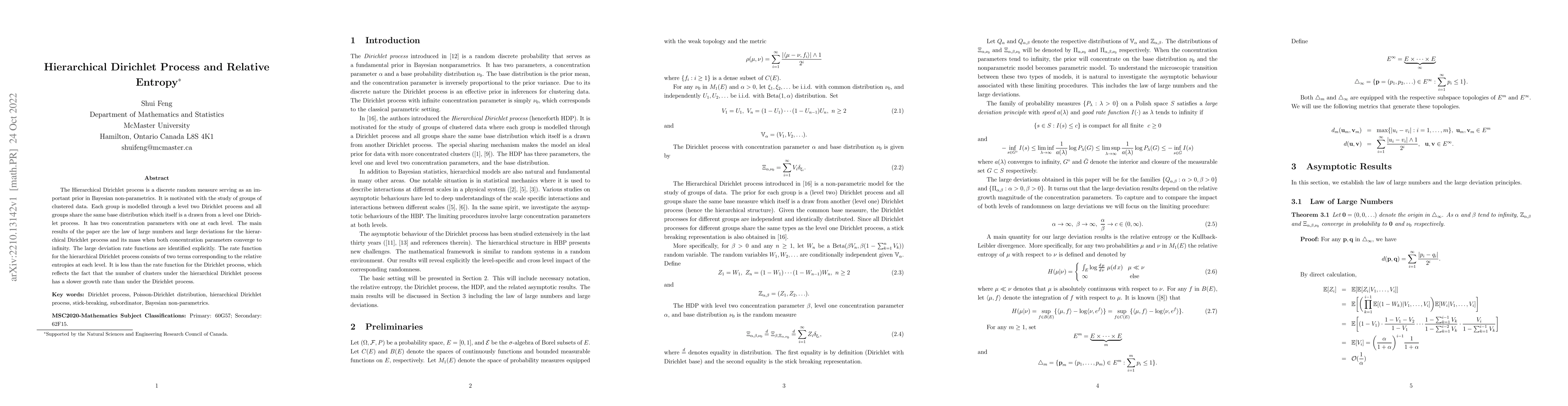 Thumbnail for Hierarchical Dirichlet Process and Relative Entropy