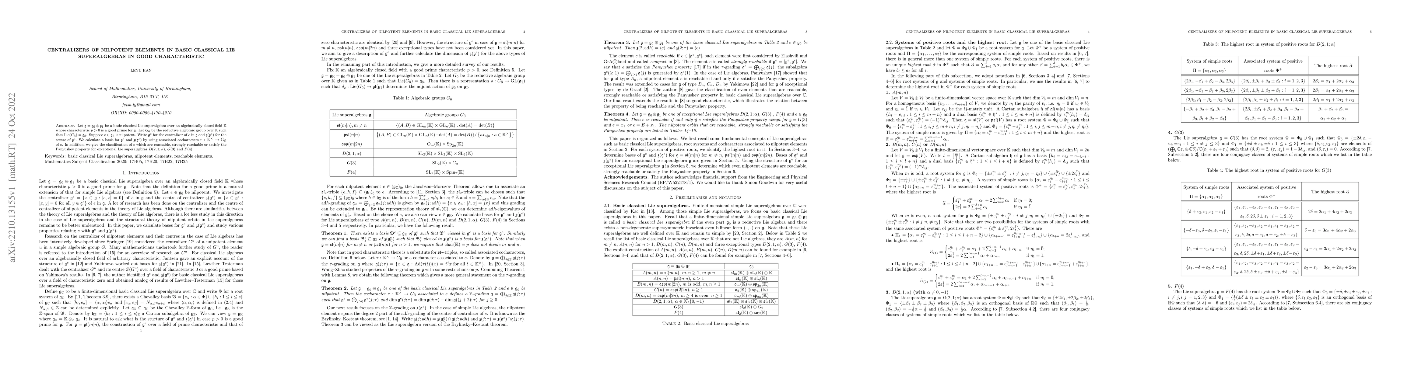 Thumbnail for Centralizers of nilpotent elements in basic classical Lie superalgebras
  in good characteristic