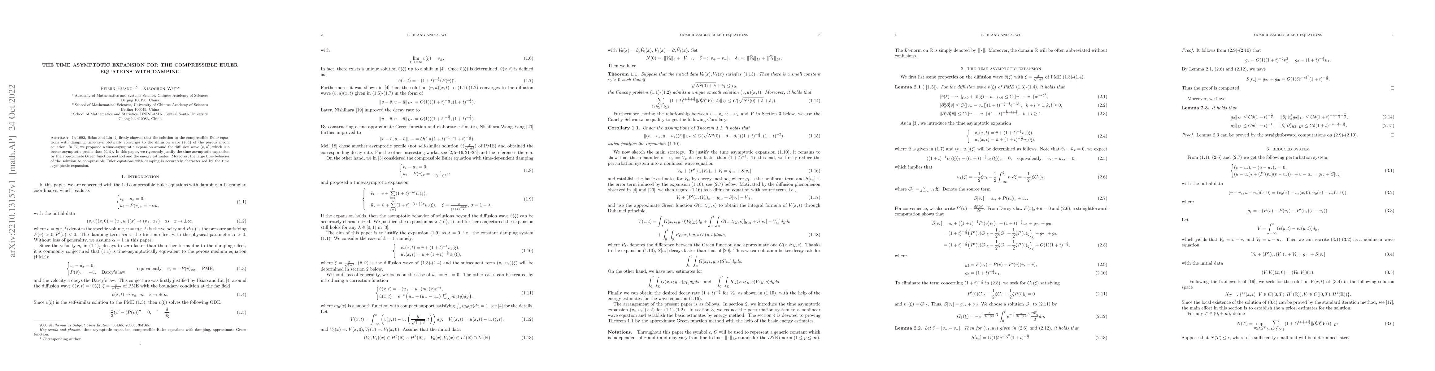 Thumbnail for The time asymptotic expansion for the compressible Euler equations with
  damping