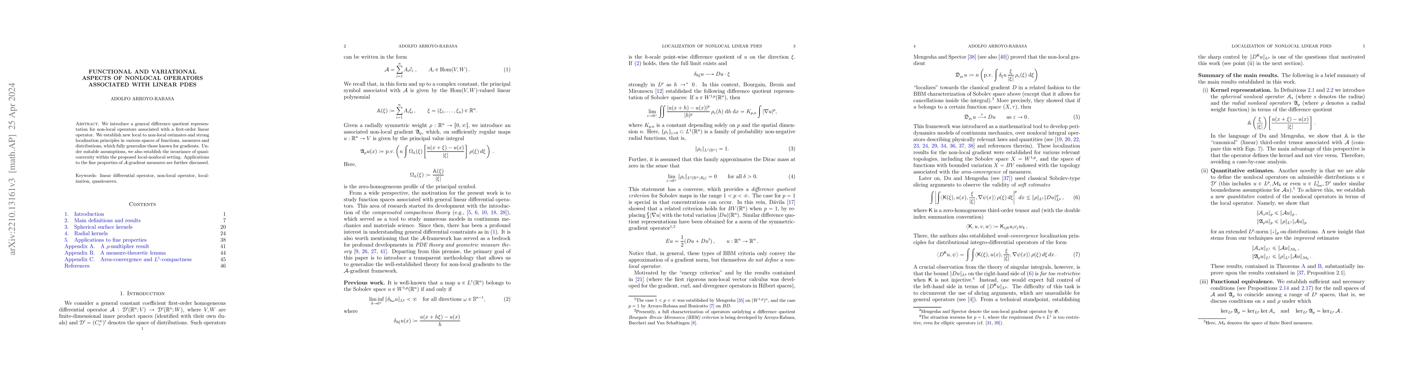 Thumbnail for Functional and variational aspects of nonlocal operators associated with
  linear PDEs