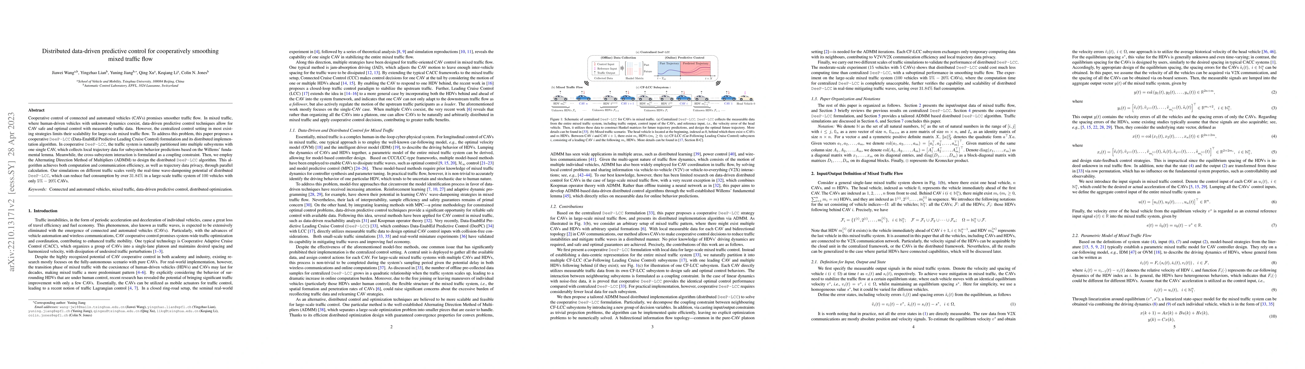 Thumbnail for Distributed data-driven predictive control for cooperatively smoothing
  mixed traffic flow