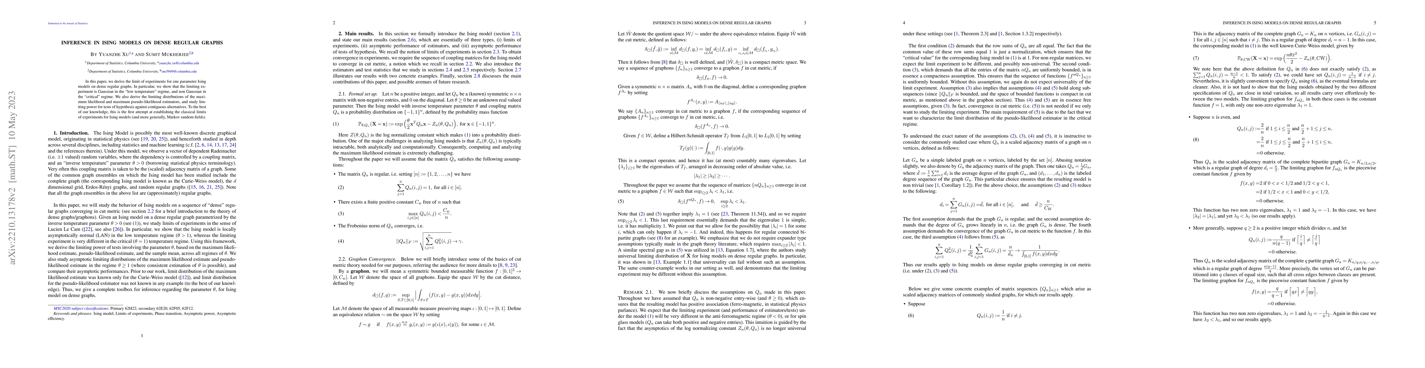 Thumbnail for Ising Models on Dense Regular Graphs